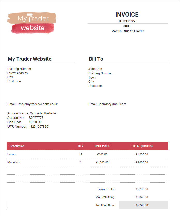 Administration Invoice Sample Admin Templates – My Trader Website